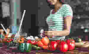 Woman making a healthy dinner