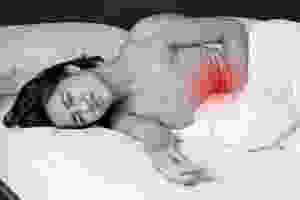 Woman in pain from a period related illness