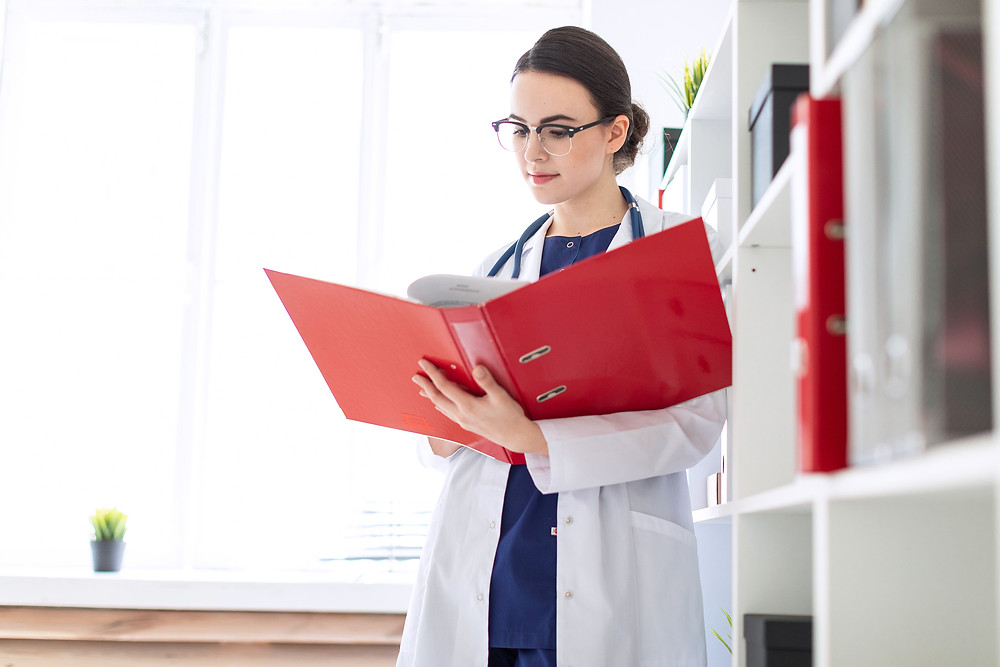 Gynecologist getting ready for an appointment