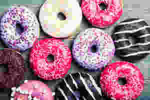 Donuts with fun icings and sprinkles on it