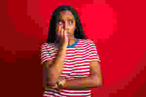 Woman who is anxious during her period.