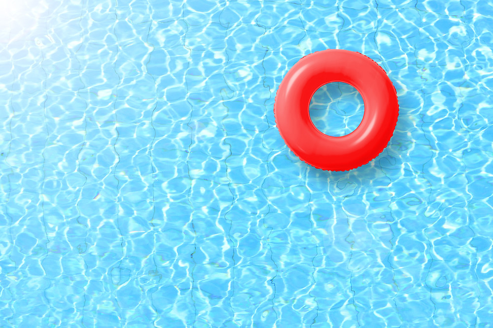 Red pool float to use during the summer