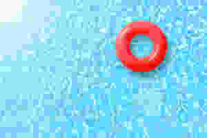 Red pool float to use during the summer