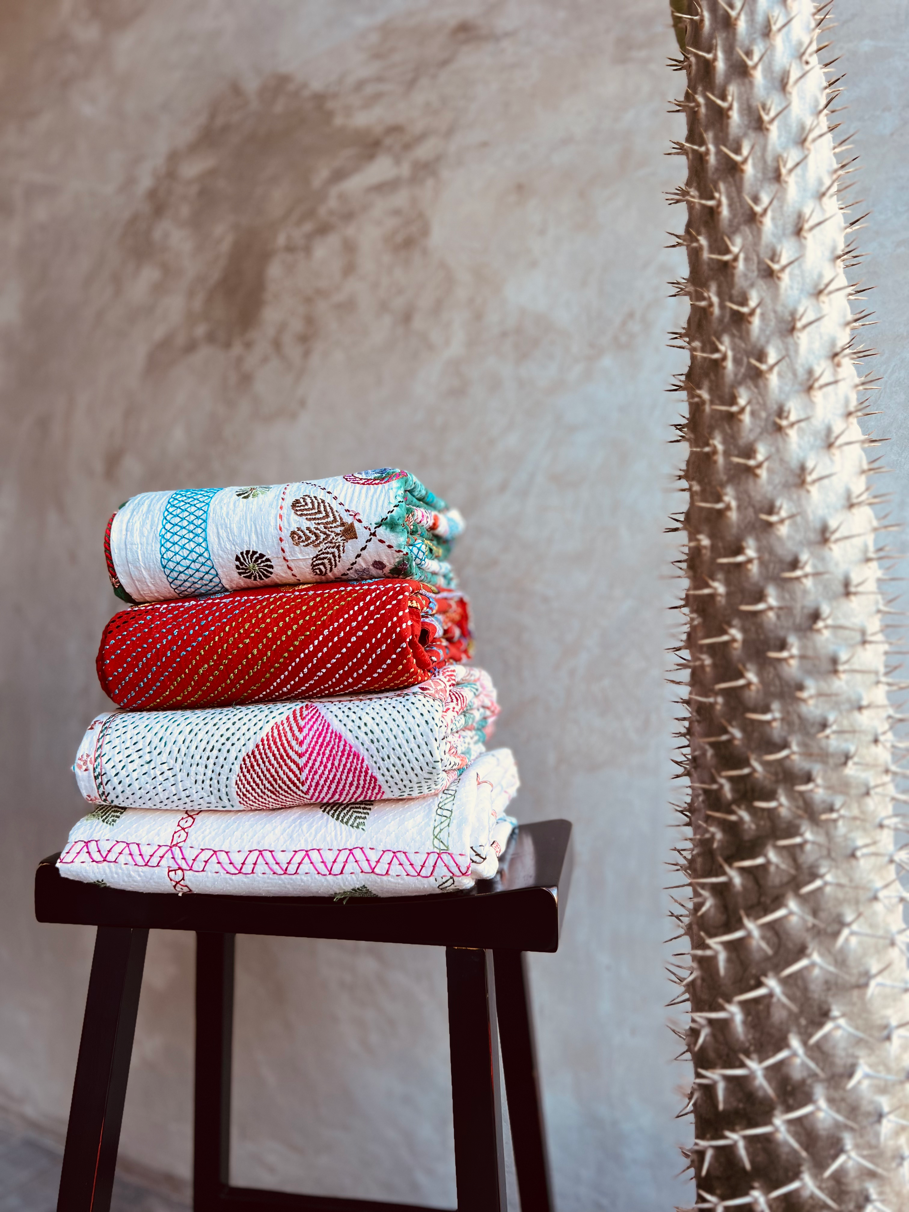 Nakshi Kantha - White Patterns