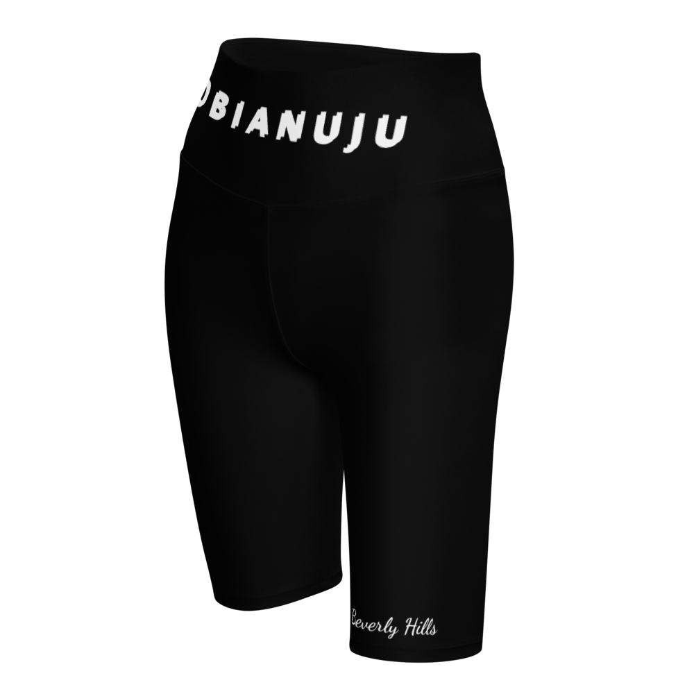 OBIANUJU Biker Shorts in Black by OBIANUJU Beverly Hills, OBIANUJU Activewear.