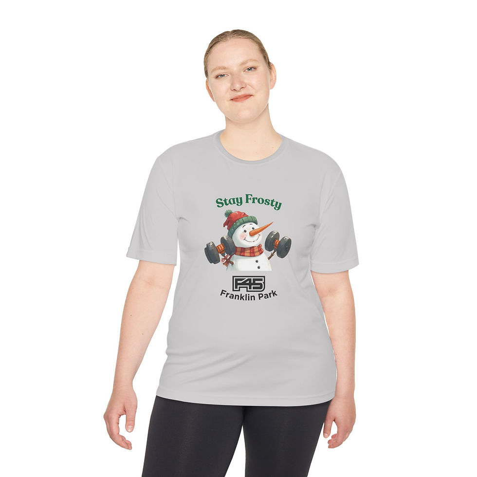 Thumbnail: Stay Frosty Snowman Tee — Franklin Park F45 Holiday Workout Shirt