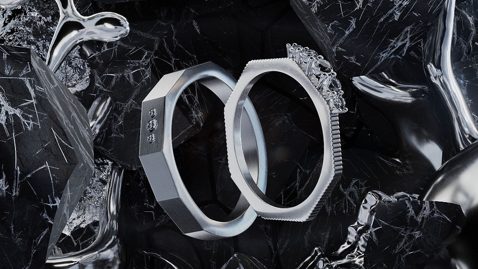 Anillos de boda modernos, diseño geométrico