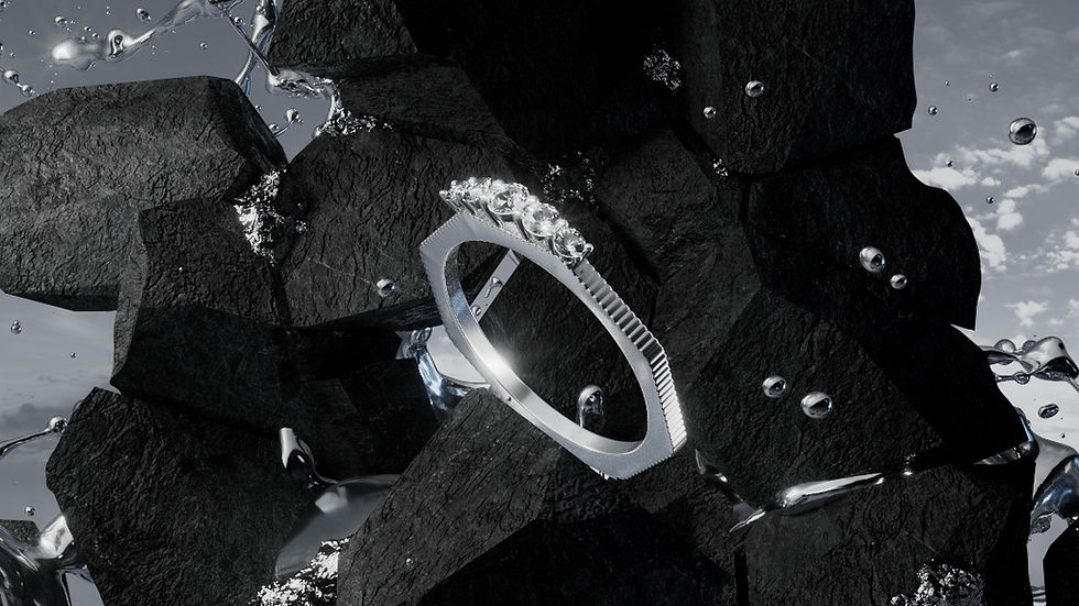 Anillo de diamantes, entre rocas, colección Platinum Love Brands