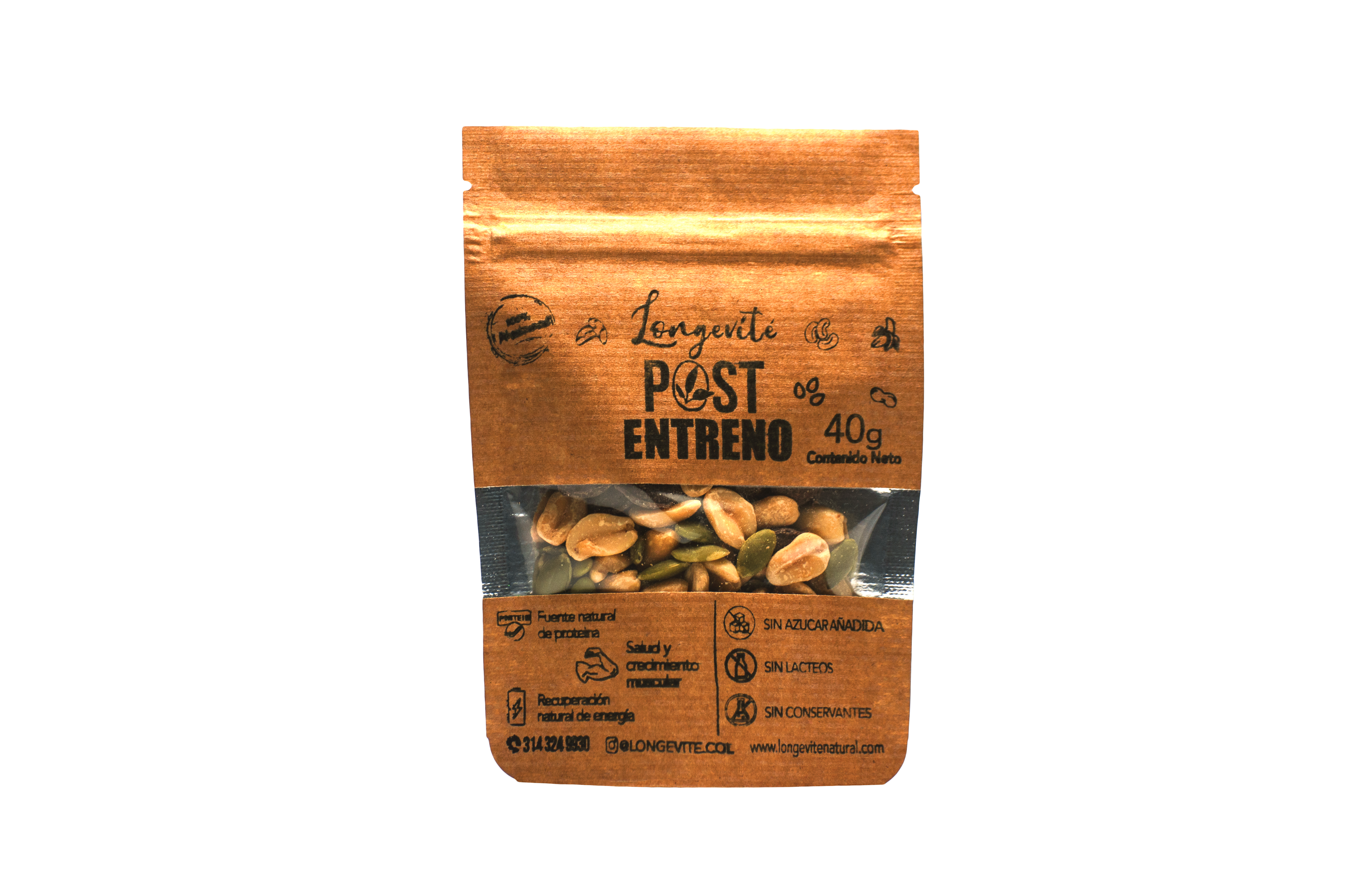 Mezcla Post-Entreno: Maní sin sal, semilla de calabaza, drops de chocolate 65%