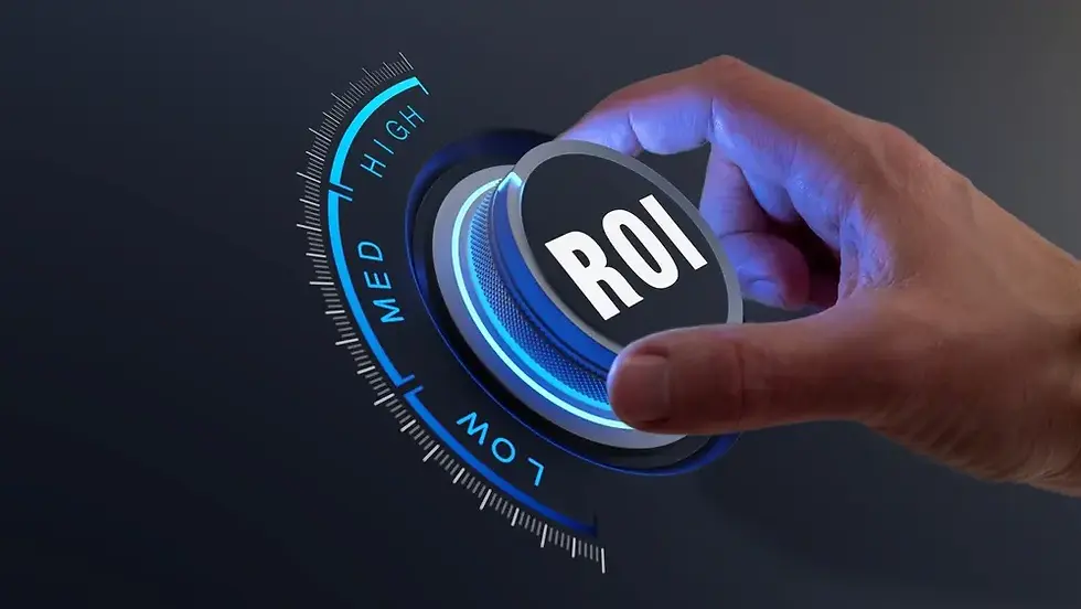 Gráfico de retorno de inversión (ROI) mostrando el crecimiento de la rentabilidad en una estrategia digital