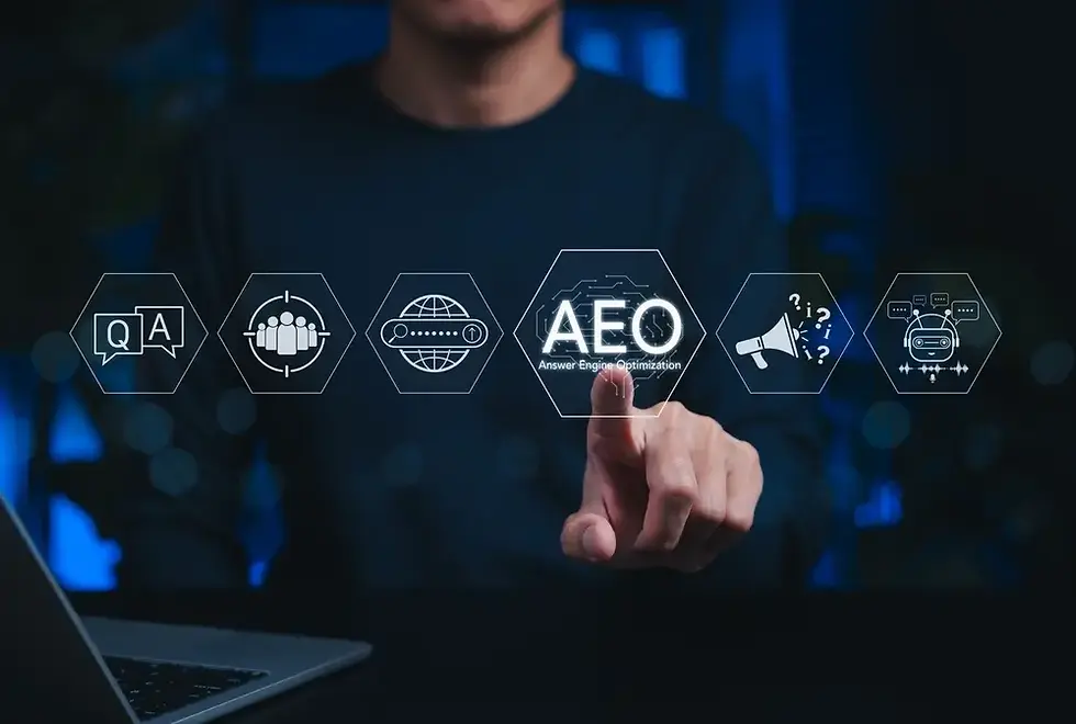 Concepto de estrategia de optimización del motor de respuesta (AEO)