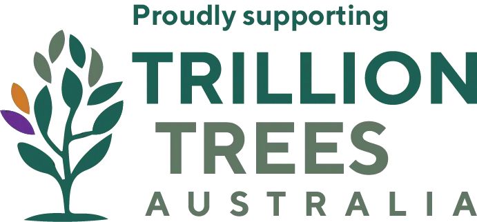 The Trillion Trees Initiative logo with tree graphic and text. Perspektiv Australia.