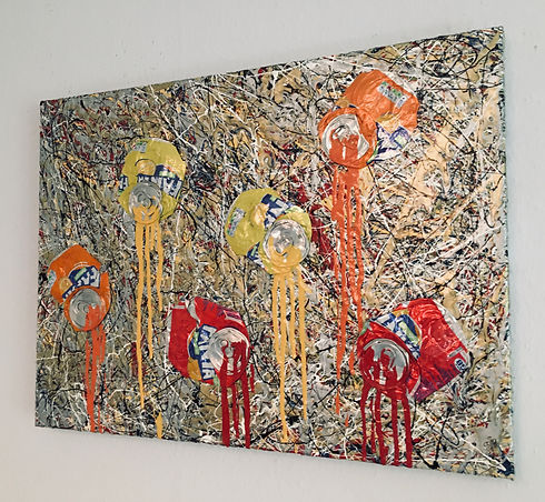 Pop Art 2020 Crushed Cans on boxed canv