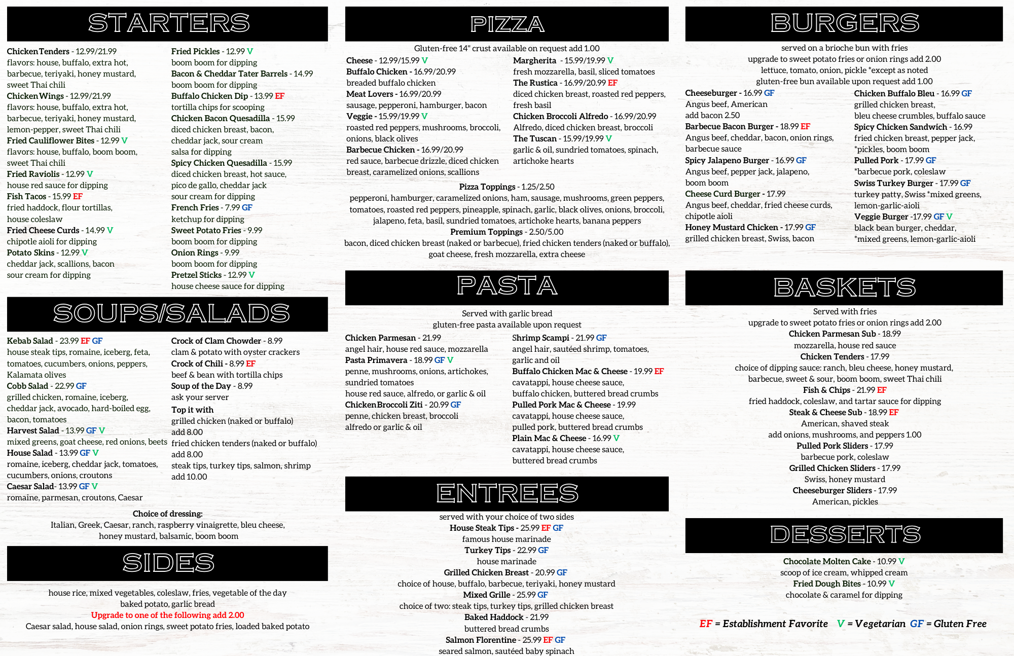 Take out menu