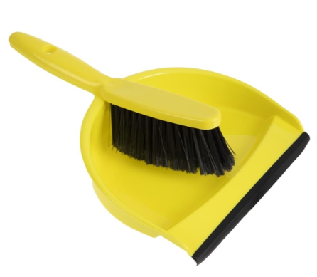 Yellow dustpan and brush