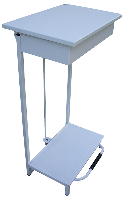 White metal pedal bin open