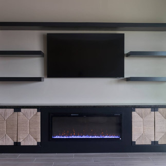 Bathroom with Vertical shiplap half-way up the wall