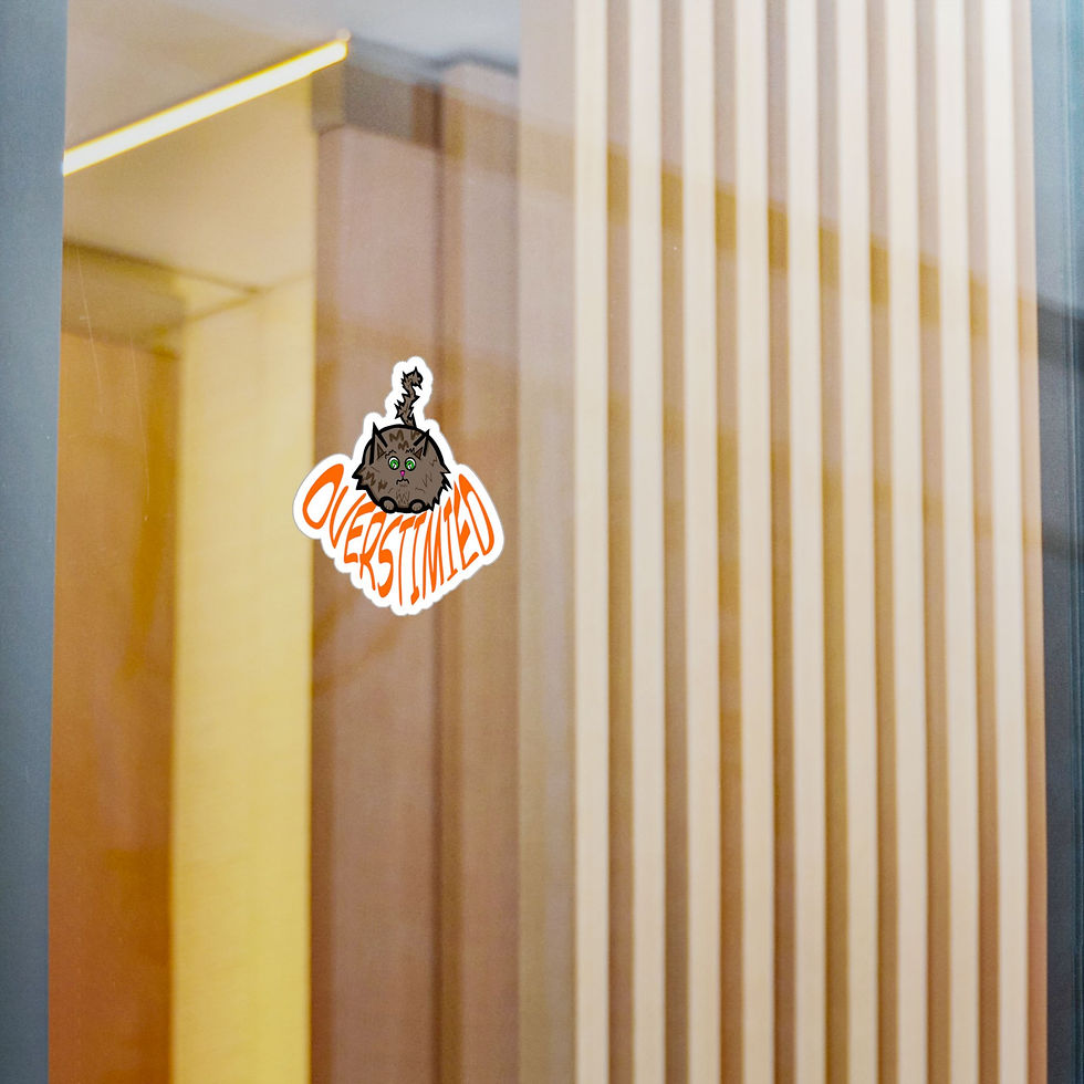 Thumbnail: OVERSTIMIED Cat - Kiss Cut Cat Sticker
