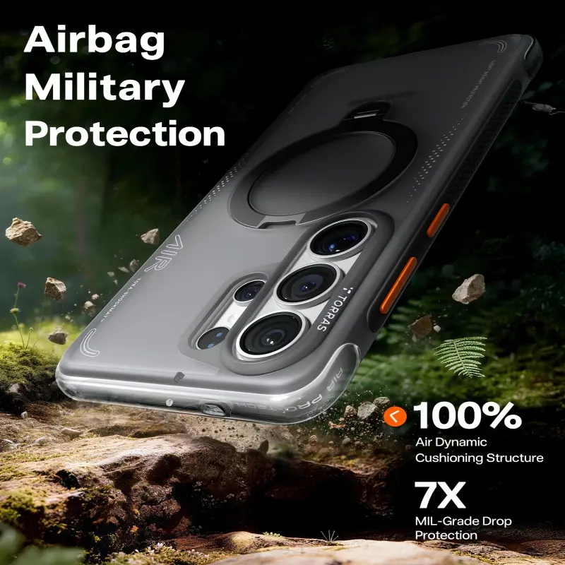 Thumbnail: TORRAS Q3Air for Samsung S26Ultra with 360° Ring Stand & Airbag Protection 4-Met