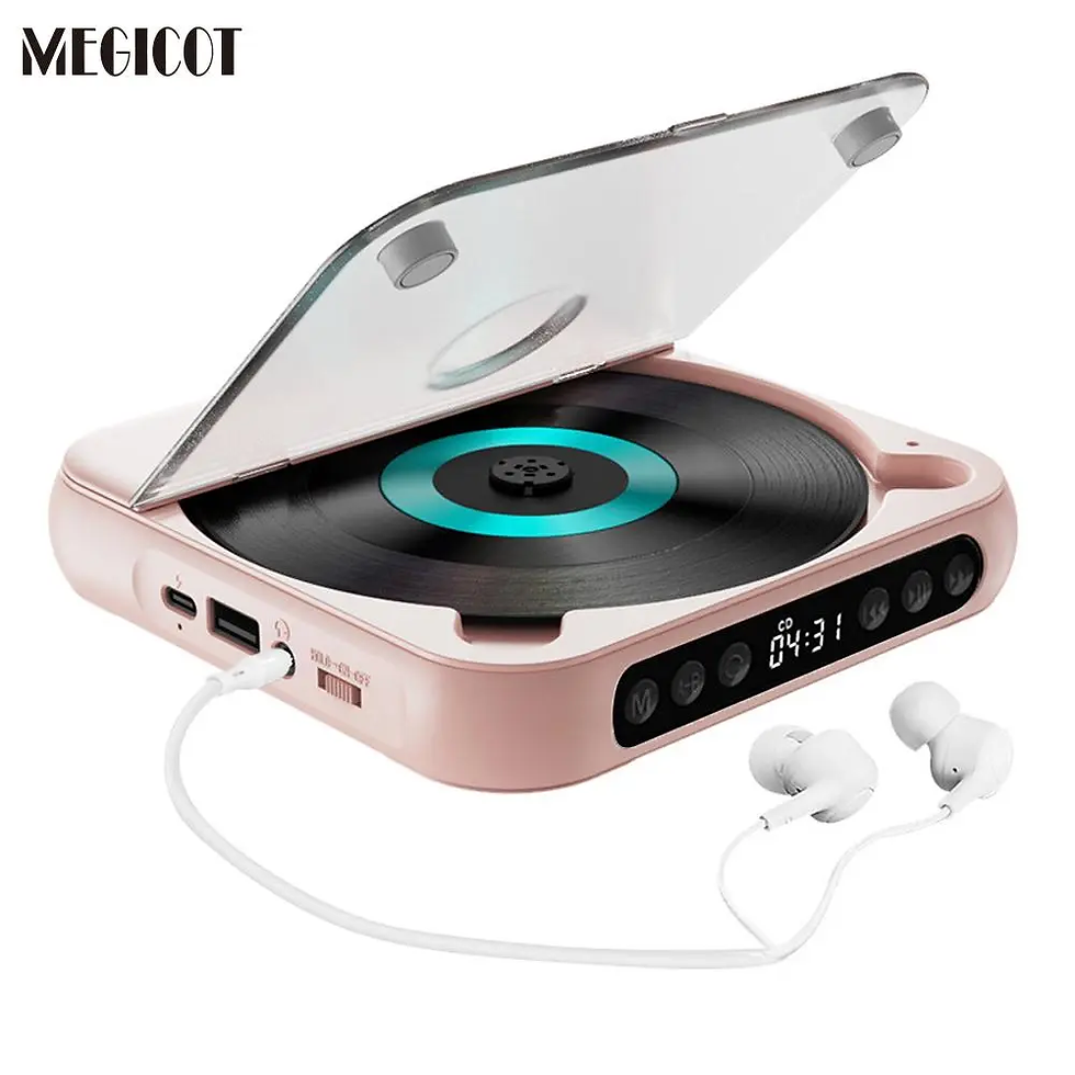 Thumbnail: MEGICOT Portable Bluetooth-Compatible CD Player, Multifunction Rechargeable CD P