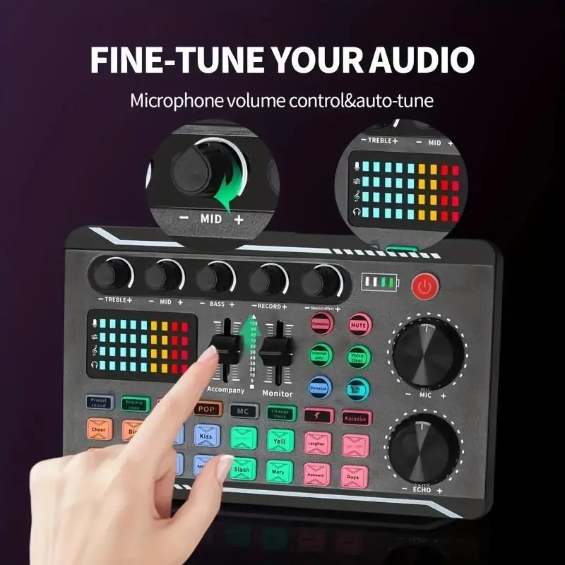 Thumbnail: F998 Live Sound Card Audio Mixer, Podcast Audio Interface with DJ Mixer Effects,