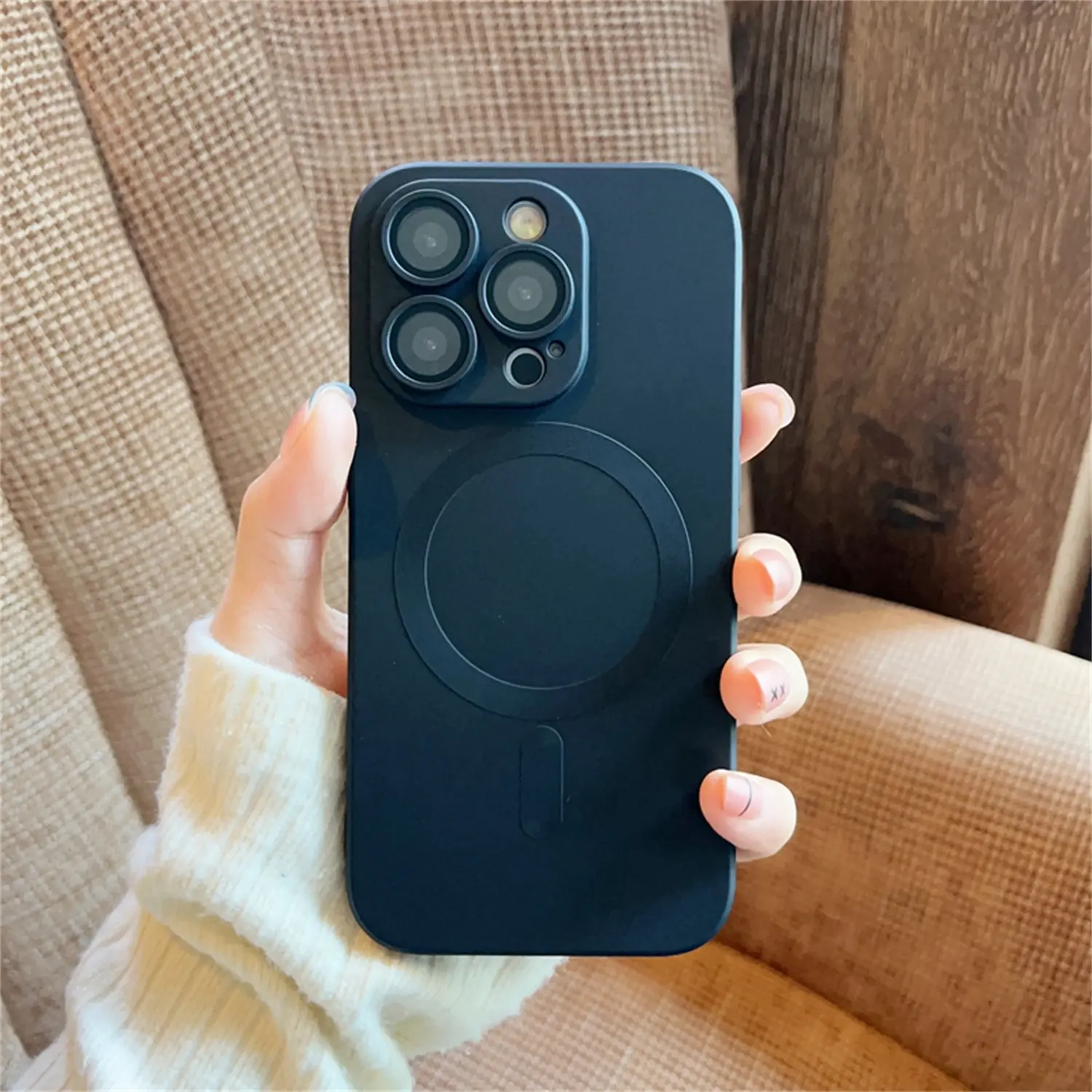 For Iphone 17 Pro Max 16 15 14 13 12 11 Pro Max Mag Safe Slim Case with Glass Ca