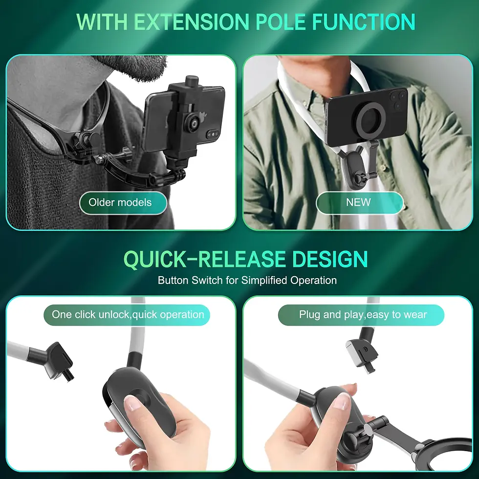 Thumbnail: Magnetic Neck Mount for Phones - Hands-Free Pov/Vlog Holder, Chest Strap for Iph