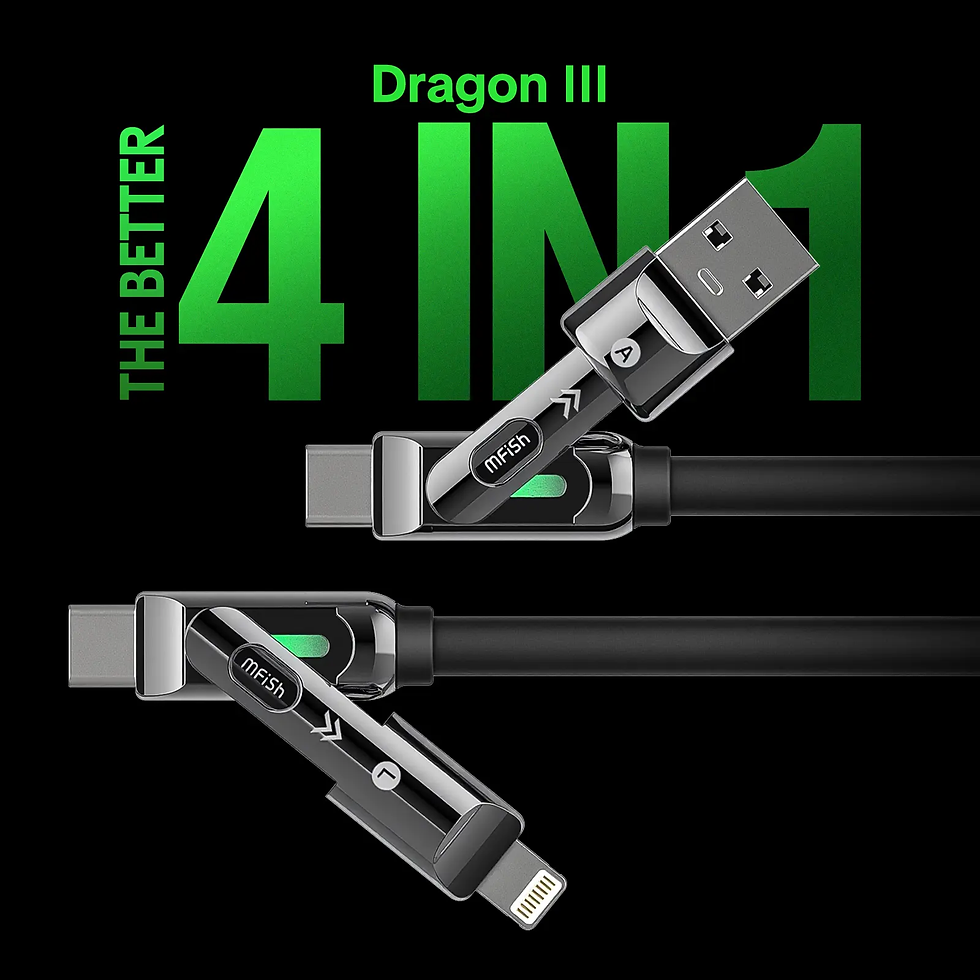 Thumbnail: Mfish Armored Dragon III 4-In-1 Multi 240W Max Fast Charging Cable with USB a Ty