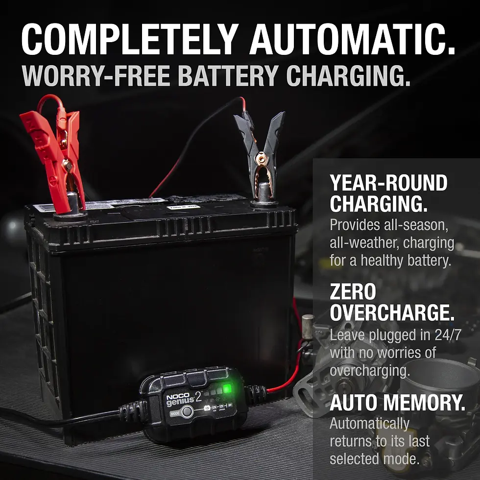 Thumbnail: NOCO GENIUS2 2A Smart Car Battery Charger, 6V and 12V, Battery Maintainer, Trick
