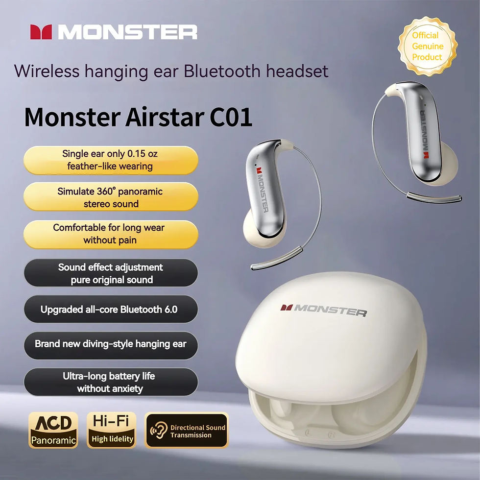 Thumbnail: Monster Bluetooth-Compatible Earbuds with Zero‑Gravity Titanium Ear-Hook Design,
