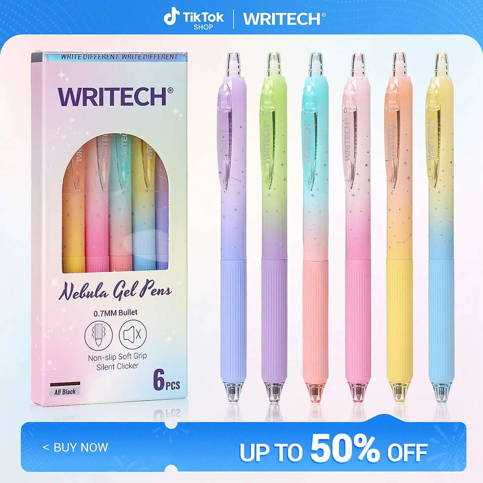 Thumbnail: WRITECH Gel Pens Fine Point 0.7Mm Black Ink Retractable 6Ct with Gradient Color 