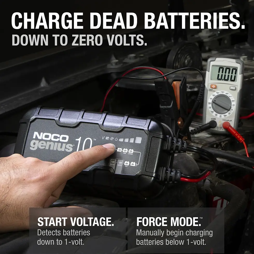 Thumbnail: NOCO GENIUS10 10A Smart Battery Charger, 6V and 12V, Battery Maintainer, Trickle