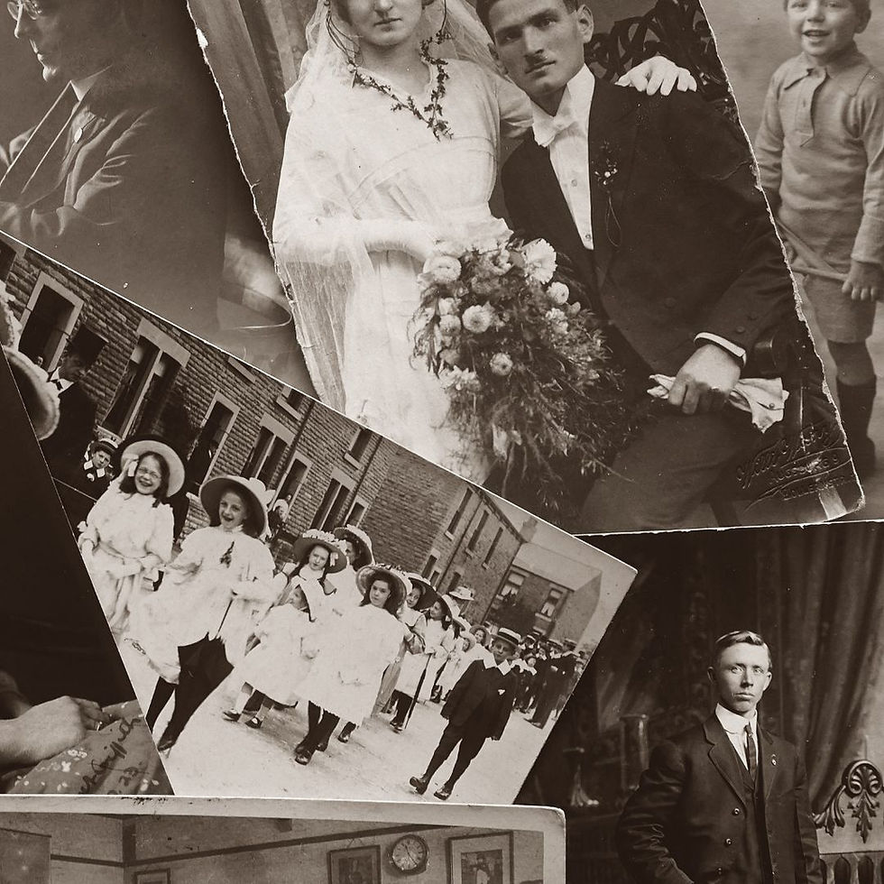 How to use spirit communication cards (written for beginners). A pile of vintage photographs.