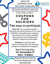 Coupons for Soldiers, NaNoWriMo Write In, Mason Jar Magic at Beaufort Branch