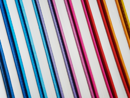 Colorful books in a row