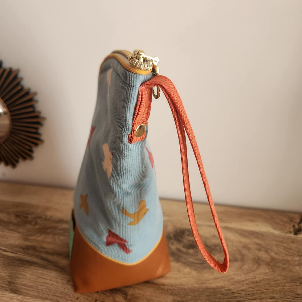 Miniature : Etui à maquillage - Velours Milleraies Hirondelles