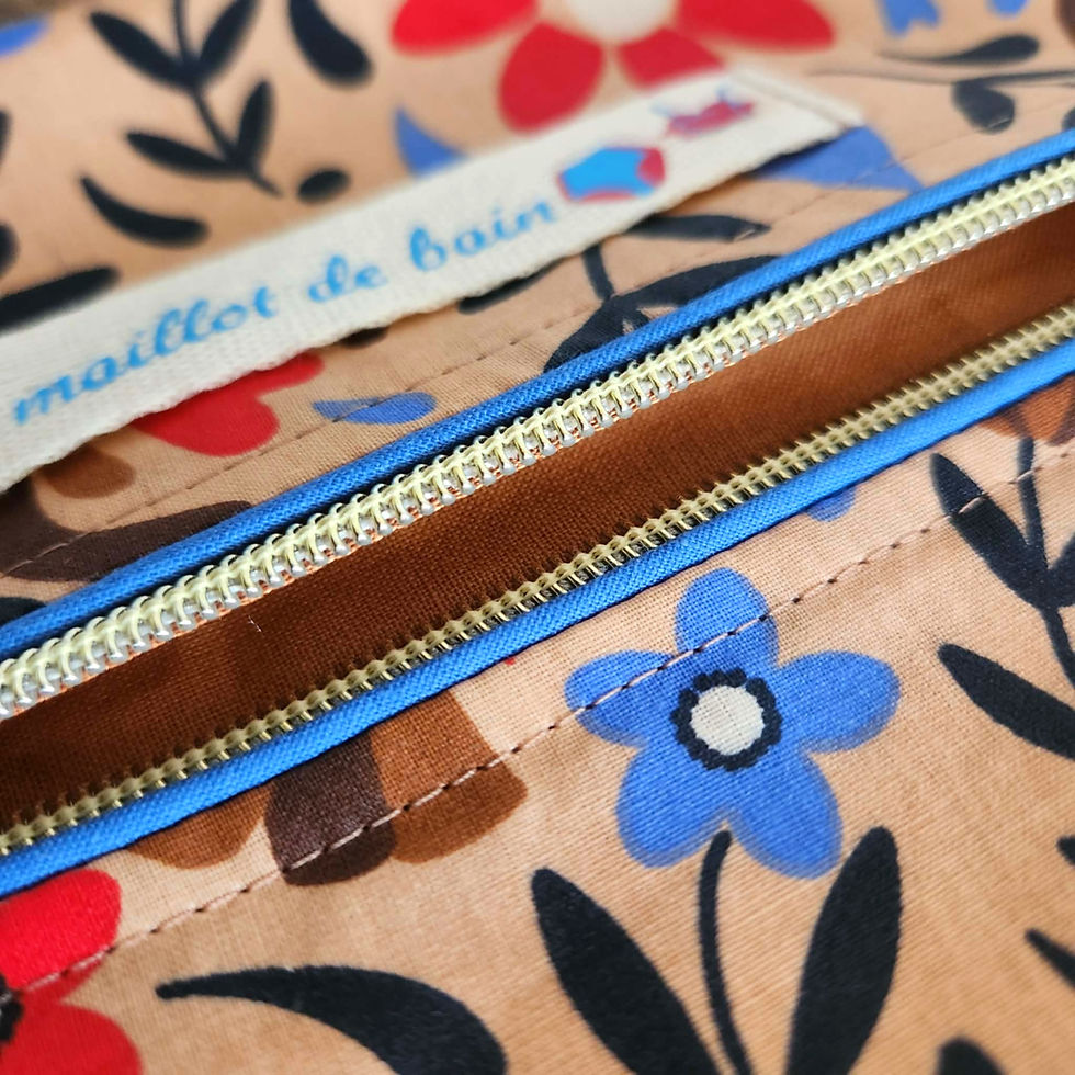 Miniature : Pochette Maillot de Bain - Fleurs Bleu et Rouge