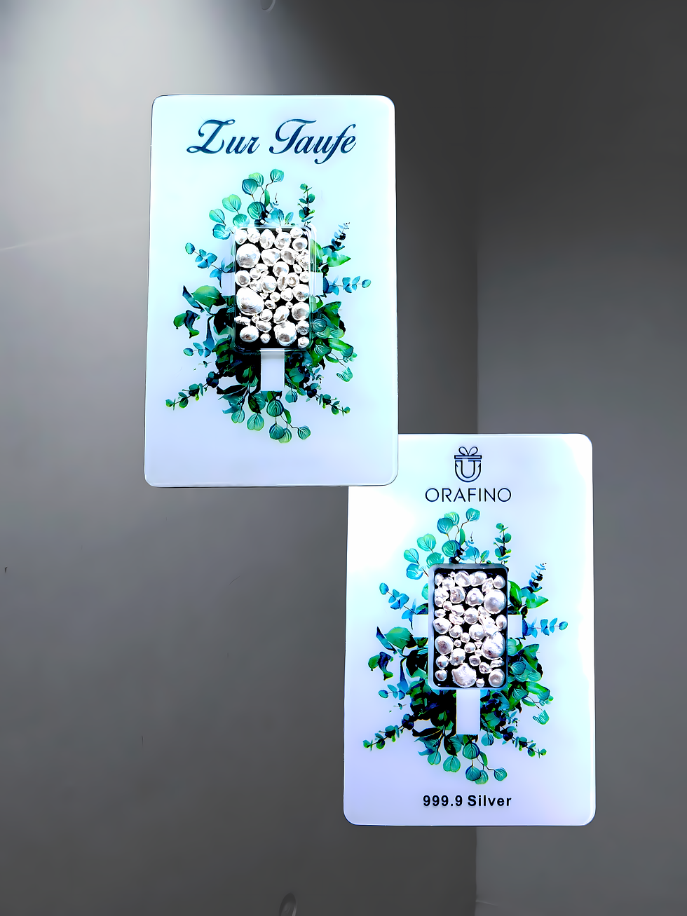 Miniaturbild: Geschenkkarte "Zur Taufe" Weiß 6g Granulat (999,9 Feinsilber)
