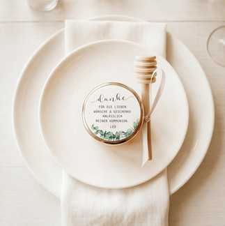 Honig als Gastgeschenk und Mitgebsel zur Konfirmation als Dankschön