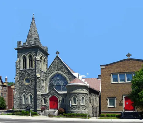 Trinity Memorial Church - Front view from Main Street, Binghamton