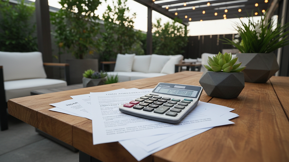 Close-up view of calculator and mortgage documents on a desk