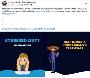 ¡Gracias por unirse a la campaña #Freeyourfeels Prevent Child Abuse GA!