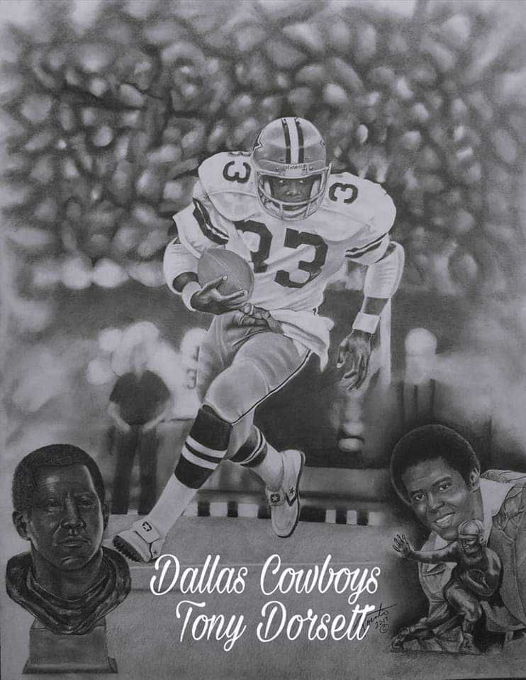 Autographed Tony Dorsett#33 size 22x28 limited edition print