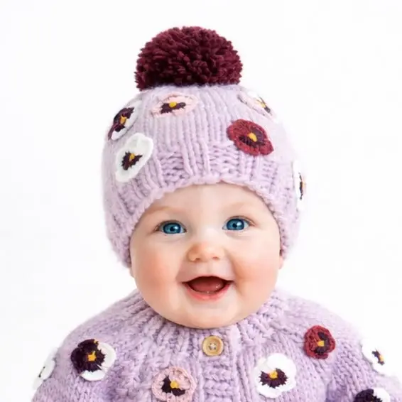 Thumbnail: Lilac Pansy Beanie Hat