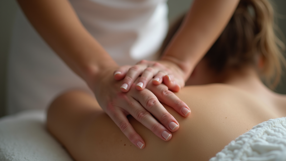 Close-up view of massage therapist applying deep tissue massage on a shoulder