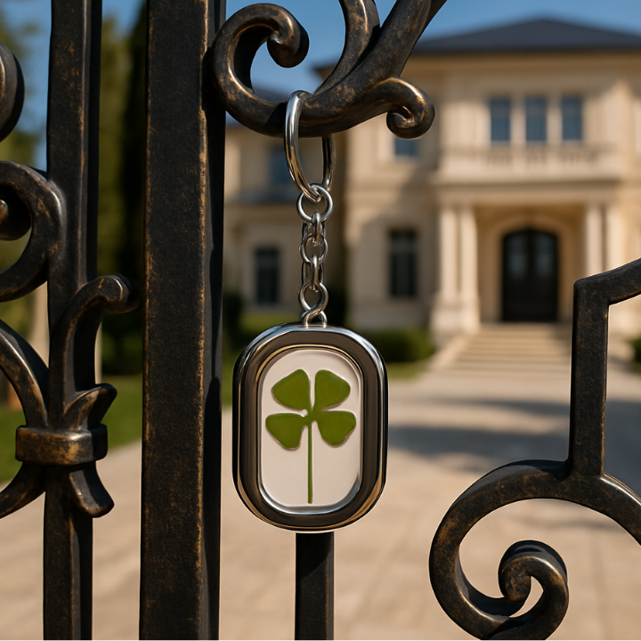 Miniature : Photo Main tenant Porte-Clés Trèfle Ovale – Article Fabriqué en France.