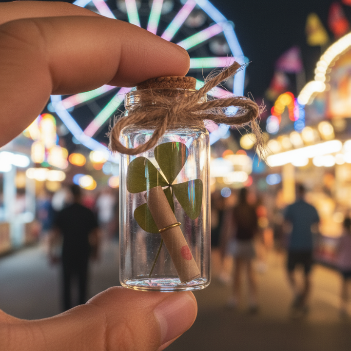 Miniature : Flacon Message Scellé | Trèfle Naturel Séché | Idée Cadeau pour Couple ou Ami