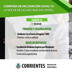 Salud Pública da continuidad a la Noche de las Vacunas en la Capital