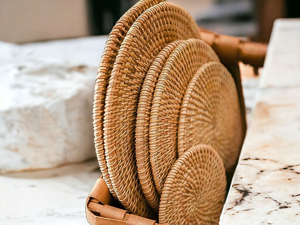 Thumbnail: Handmade Rattan Coasters - Set of 1 | Natural Cup Mats for Stylish Kitchen Decor