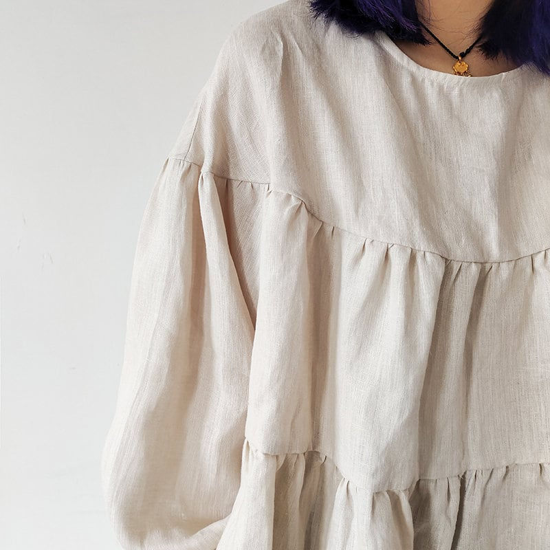 Thumbnail: 100% Hemp Long Sleeve Blouse | Handmade